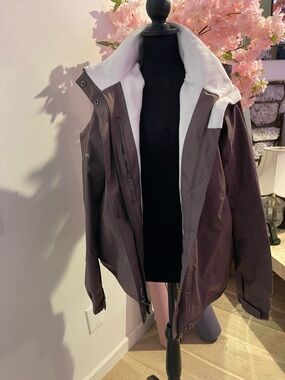 Cabela's Plum Ski Jacket with White Sherpa Collar